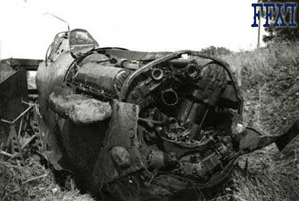 The wreckeage of Peppler's Spitfire